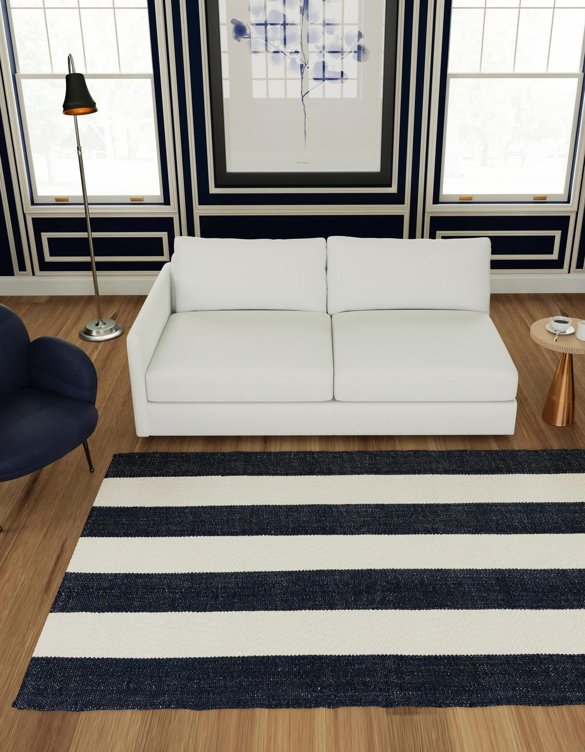 Martha's Vineyard Blueprints Collection Area Rug - Edgartown Rectangle Nautical Navy  lifestyle 7