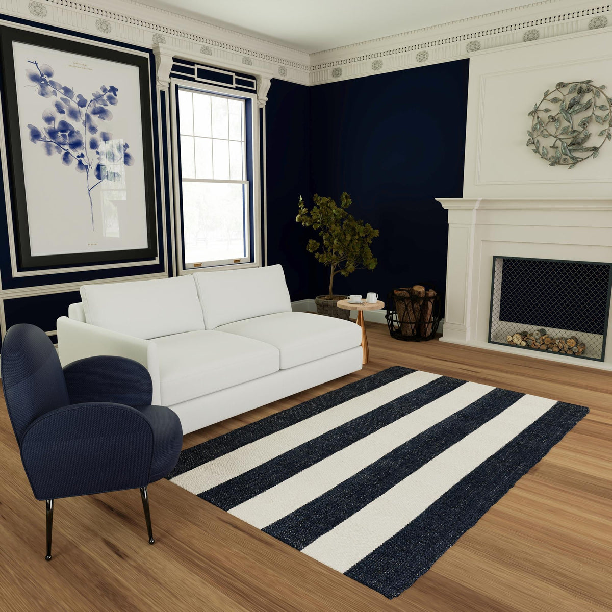Martha's Vineyard Blueprints Collection Area Rug - Edgartown Rectangle Nautical Navy  lifestyle 46