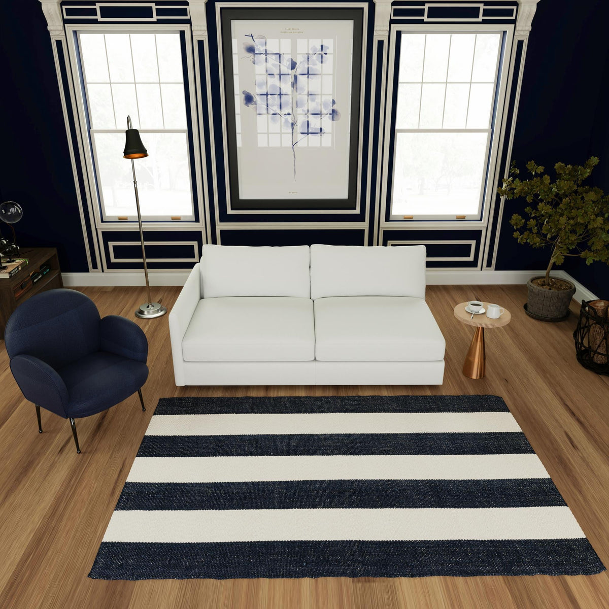 Martha's Vineyard Blueprints Collection Area Rug - Edgartown Rectangle Nautical Navy  lifestyle 49