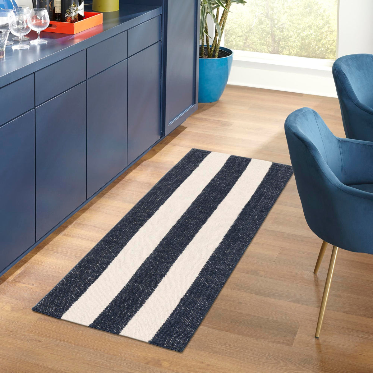 Martha's Vineyard Blueprints Collection Area Rug - Edgartown Runner Nautical Navy  lifestyle 123