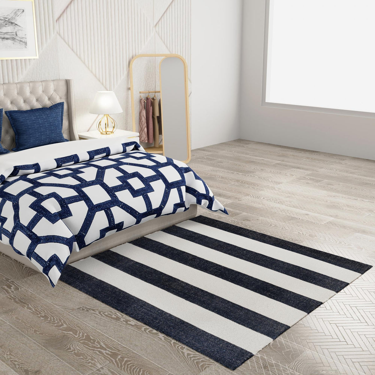 Martha's Vineyard Blueprints Collection Area Rug - Edgartown Square Nautical Navy  lifestyle 129