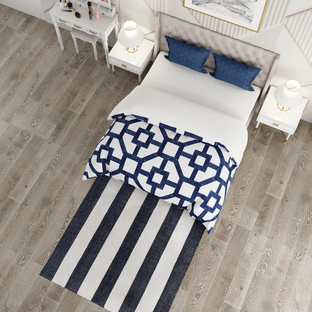 Martha's Vineyard Blueprints Collection Area Rug - Edgartown Square Nautical Navy  lifestyle 133