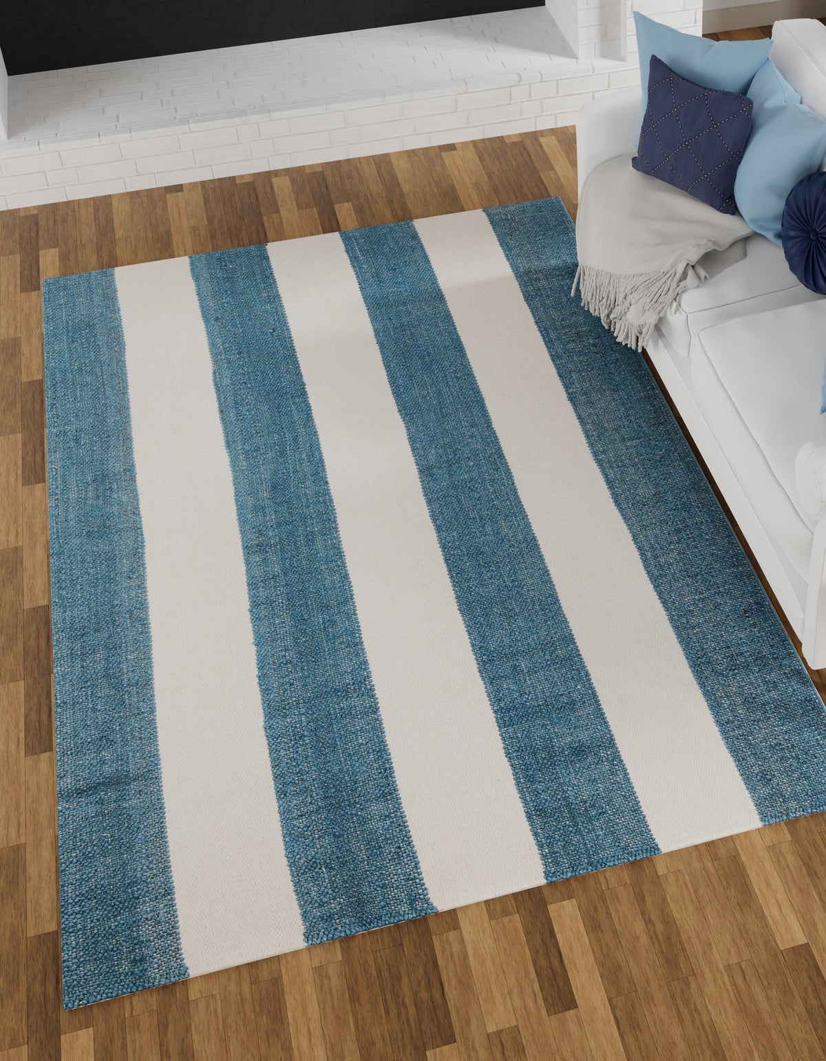 Martha's Vineyard Blueprints Collection Area Rug - Edgartown Rectangle Sky blue  lifestyle 5