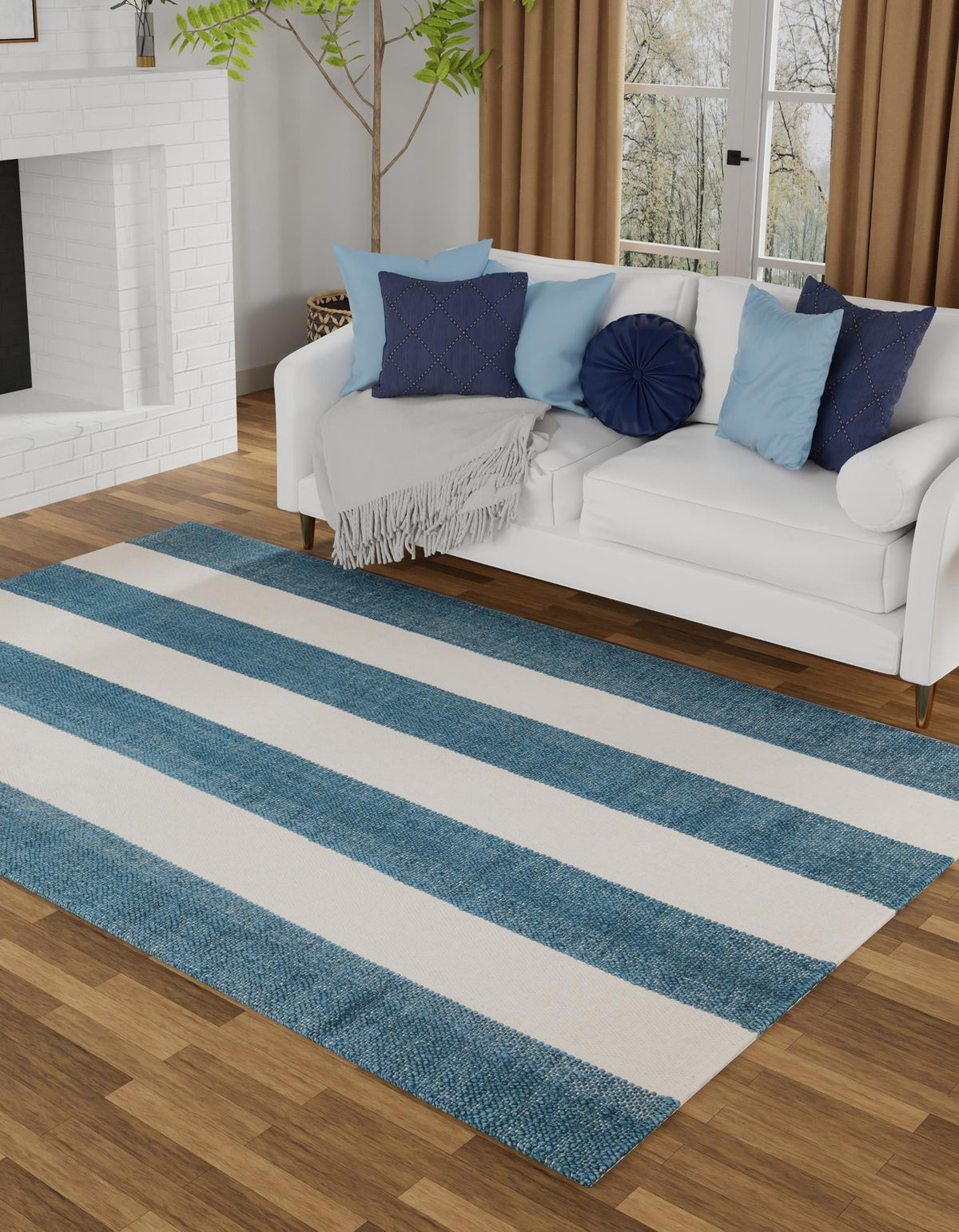 Martha's Vineyard Blueprints Collection Area Rug - Edgartown Rectangle Sky blue  lifestyle 8