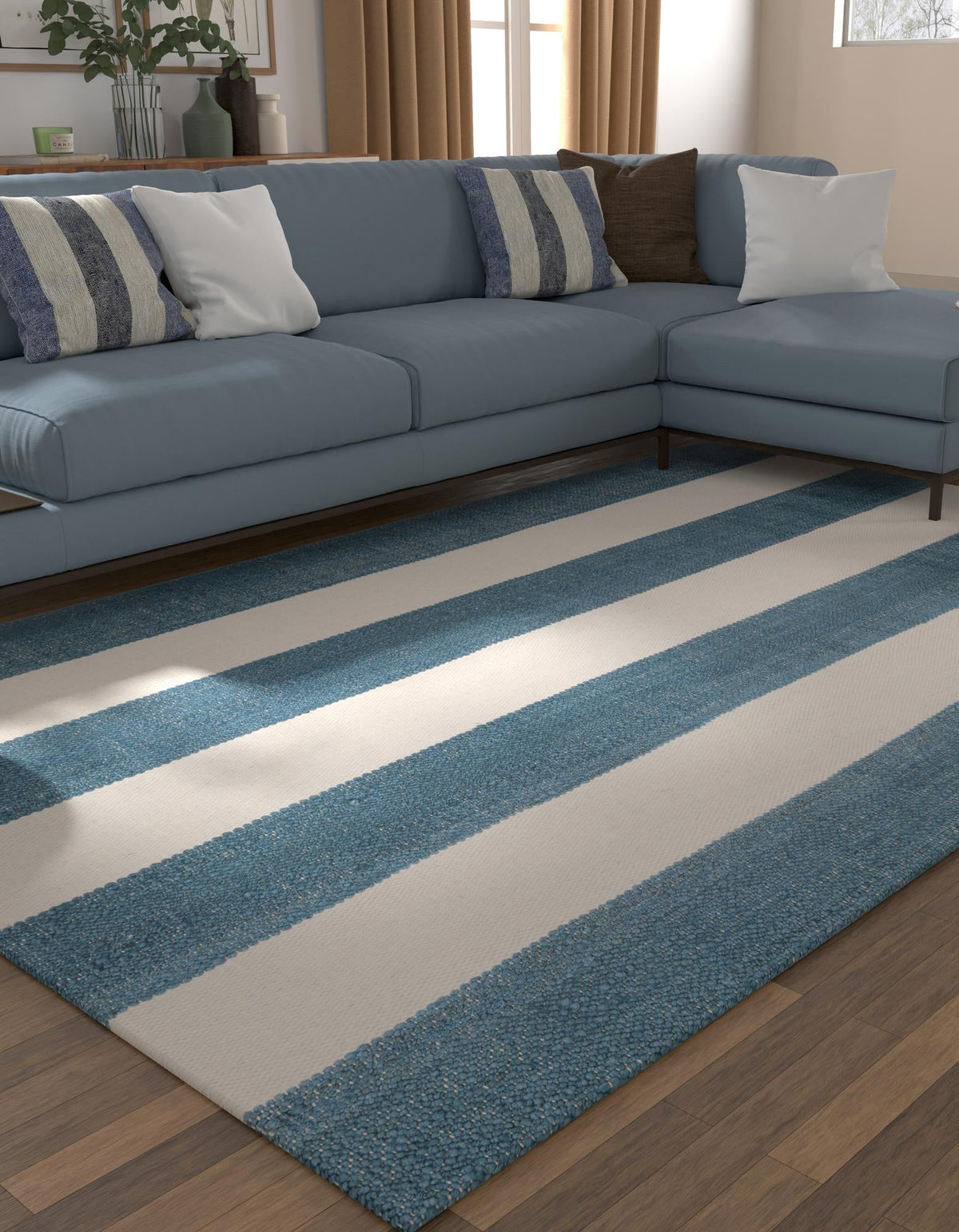 Martha's Vineyard Blueprints Collection Area Rug - Edgartown Rectangle Sky blue  lifestyle 13