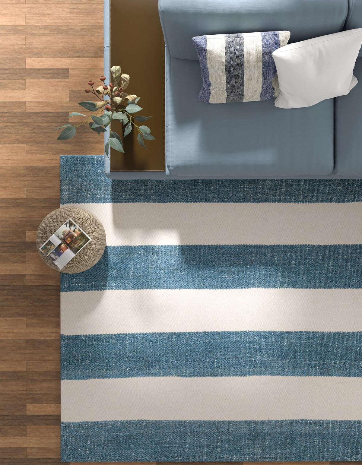 Martha's Vineyard Blueprints Collection Area Rug - Edgartown Rectangle Sky blue  lifestyle 15