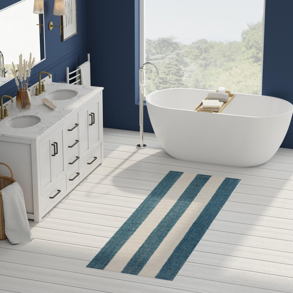 Martha's Vineyard Blueprints Collection Area Rug - Edgartown Runner Sky blue  lifestyle 126