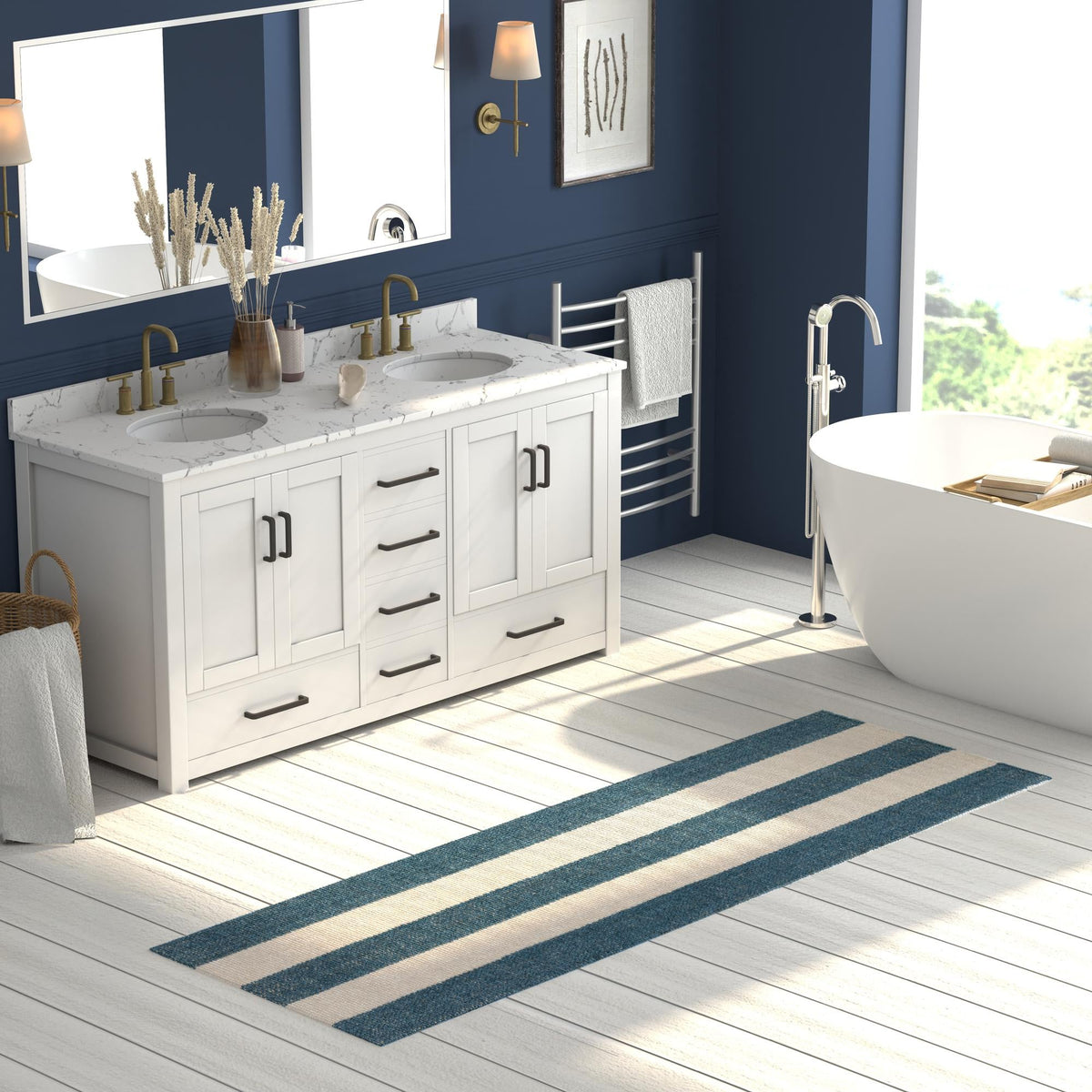 Martha's Vineyard Blueprints Collection Area Rug - Edgartown Runner Sky blue  lifestyle 131