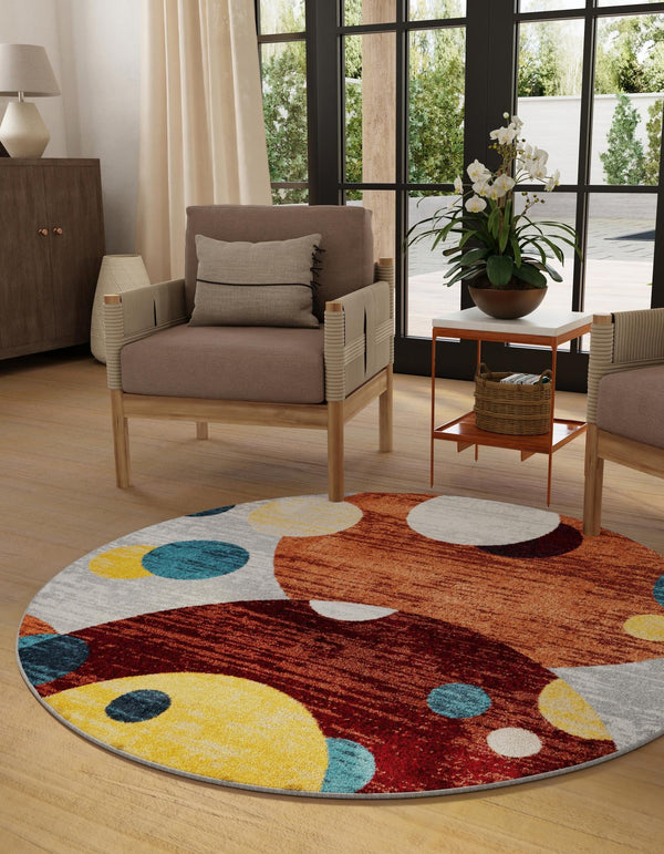 Aegean Elegance Washables Collection Area Rug -  Crete Round Multi  lifestyle 27