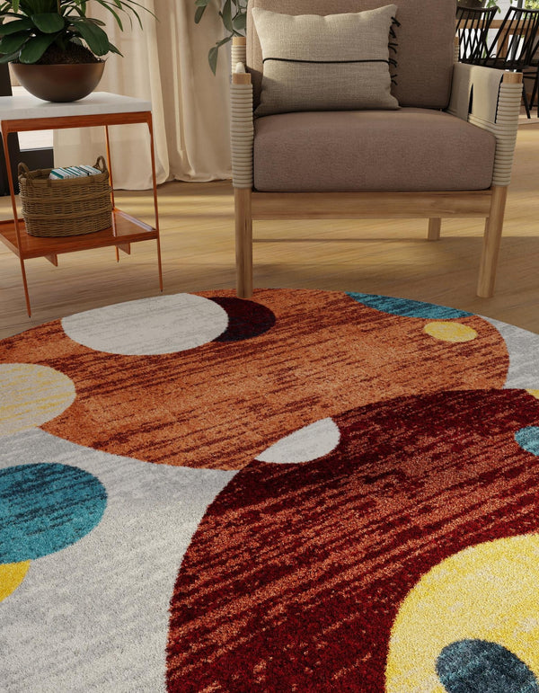 Aegean Elegance Washables Collection Area Rug -  Crete Round Multi  lifestyle 30