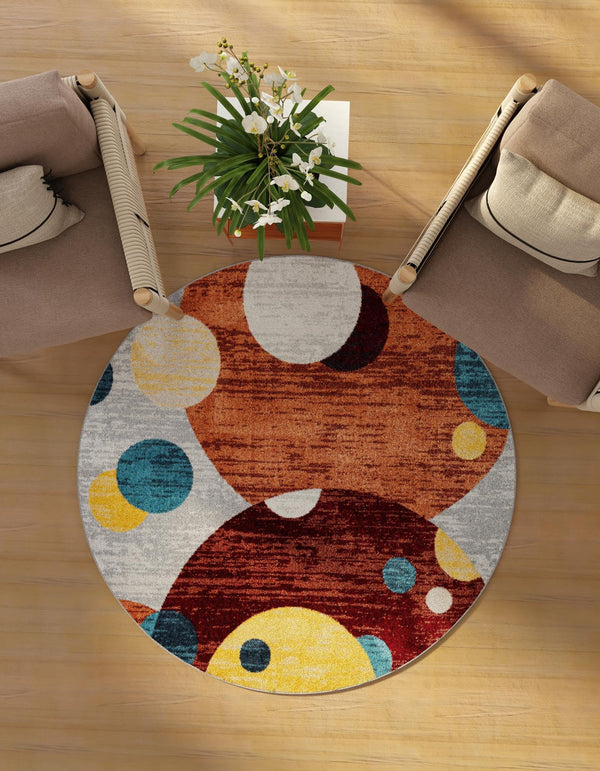 Aegean Elegance Washables Collection Area Rug -  Crete Round Multi  lifestyle 70