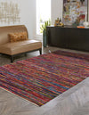 Thar Cotton Collection Area Rug - Alleppey Rectangle Multi Black  lifestyle 3