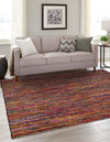 Thar Cotton Collection Area Rug - Alleppey Square Multi Black  lifestyle 11