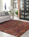 Thar Cotton Collection Area Rug - Alleppey Square Multi Black  lifestyle 15