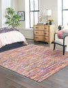 Thar Cotton Collection Area Rug - Alleppey Square Multi White  lifestyle 17