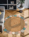 Woven Seaside Jute Collection Area Rug - Sienna Round Multi  lifestyle 4
