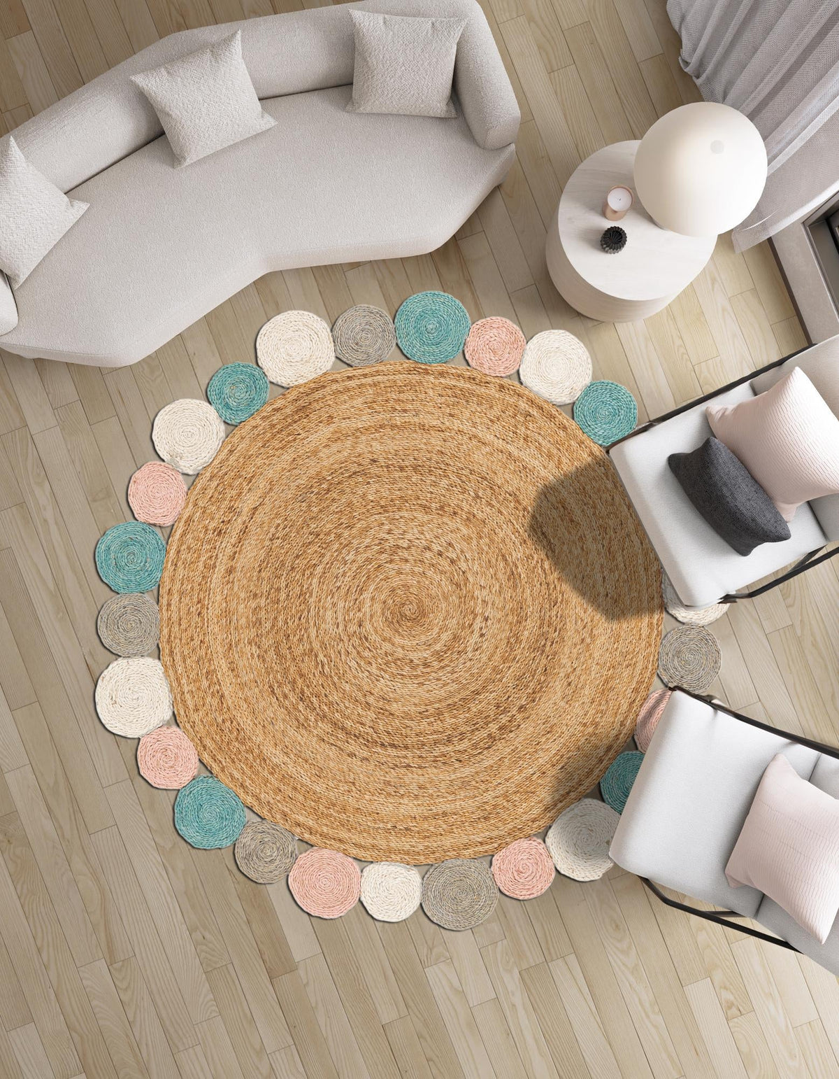 Woven Seaside Jute Collection Area Rug - Sienna Round Multi  lifestyle 51