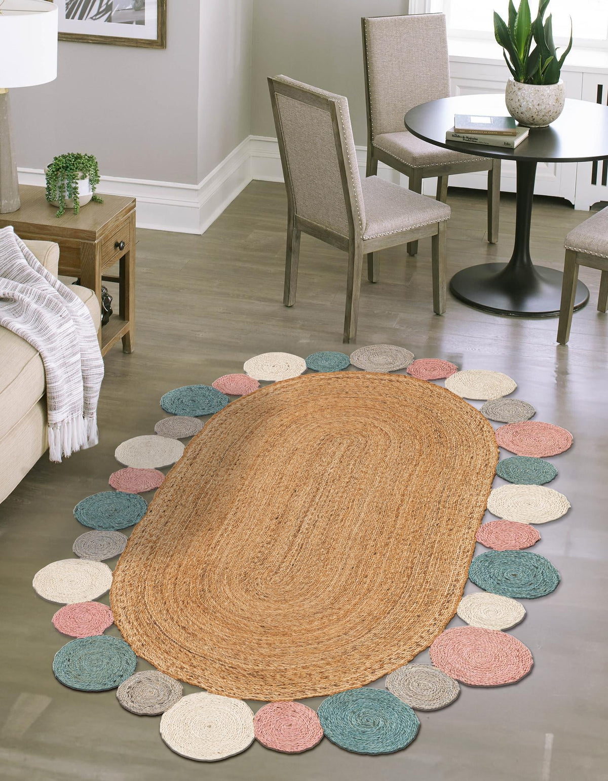 Woven Seaside Jute Collection Area Rug - Sienna Oval Multi  lifestyle 5