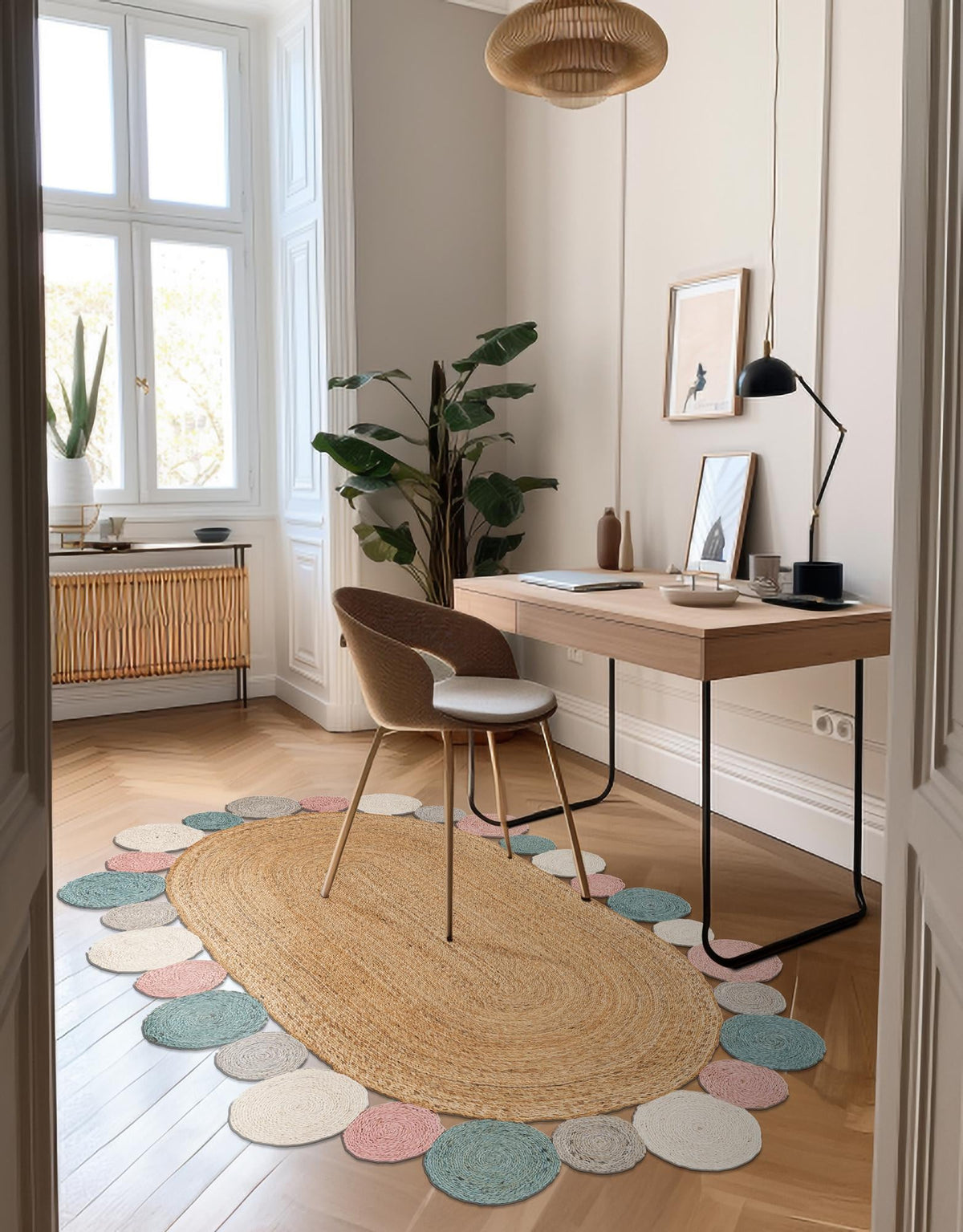 Woven Seaside Jute Collection Area Rug - Sienna Oval Multi  lifestyle 10