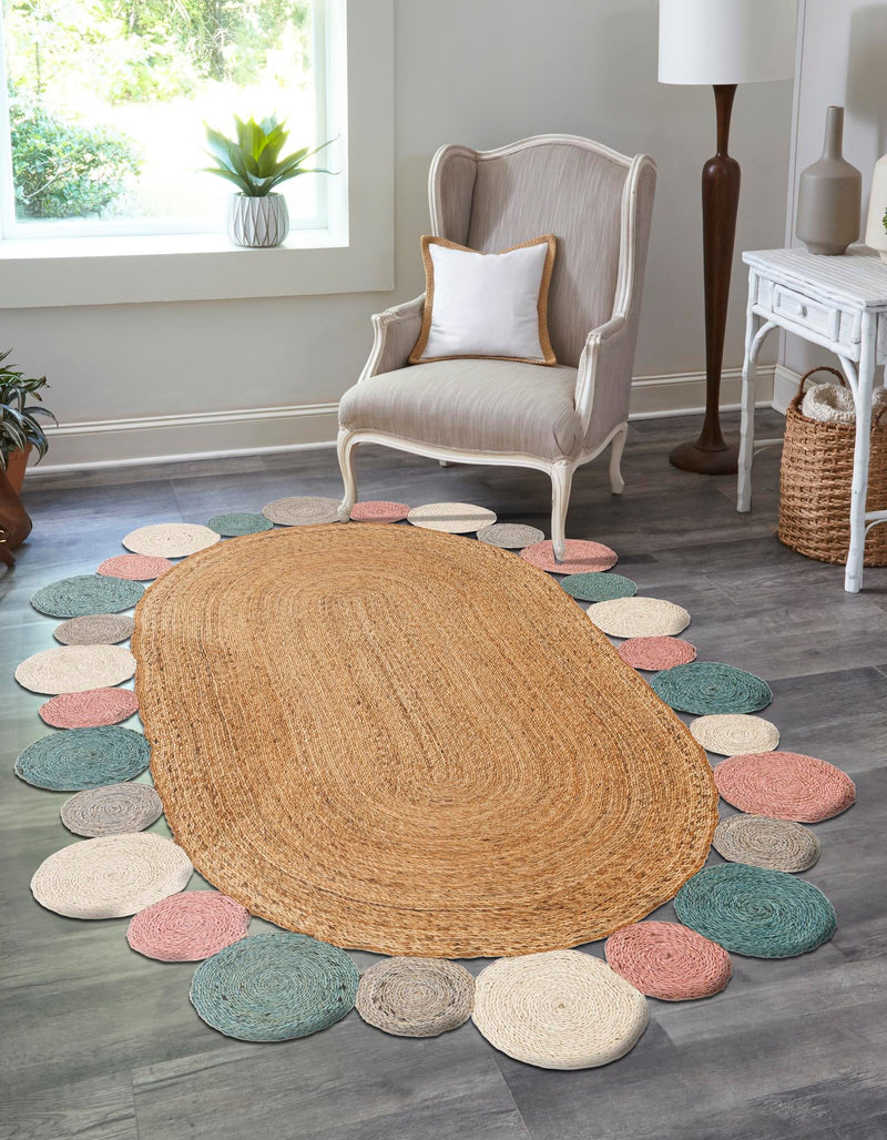 Woven Seaside Jute Collection Area Rug - Sienna Oval Multi  lifestyle 13