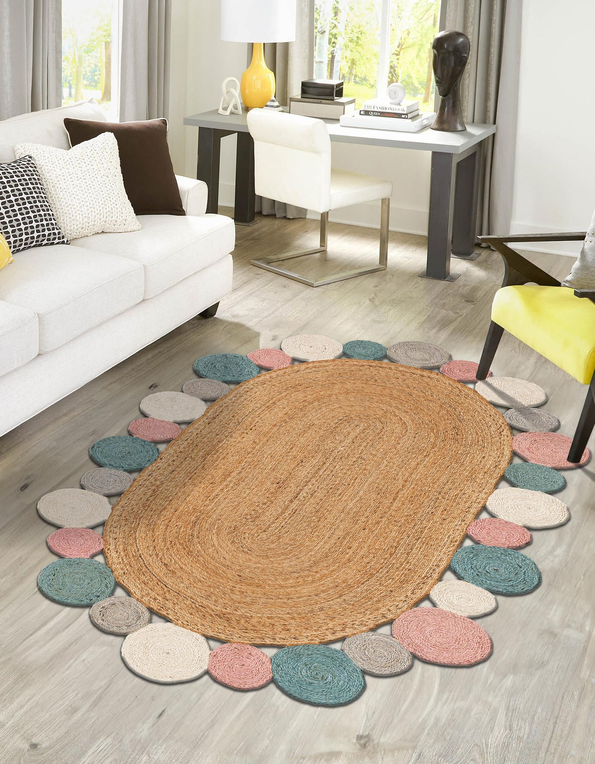 Woven Seaside Jute Collection Area Rug - Sienna Oval Multi  lifestyle 17