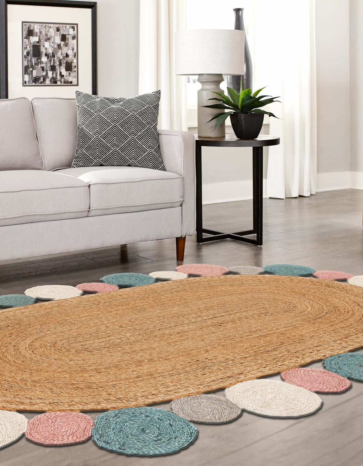 Woven Seaside Jute Collection Area Rug - Sienna Oval Multi  lifestyle 20