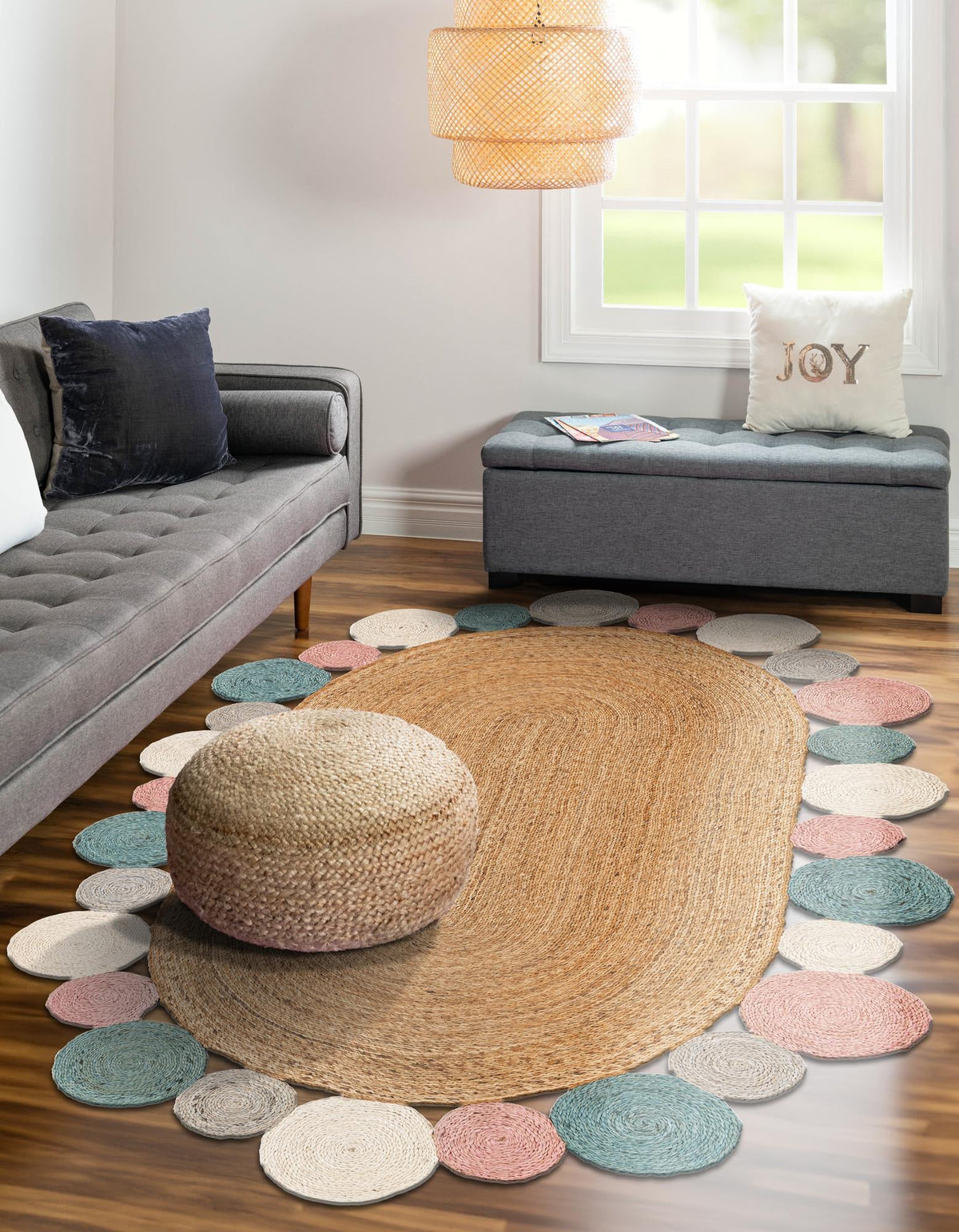 Woven Seaside Jute Collection Area Rug - Sienna Oval Multi  lifestyle 23