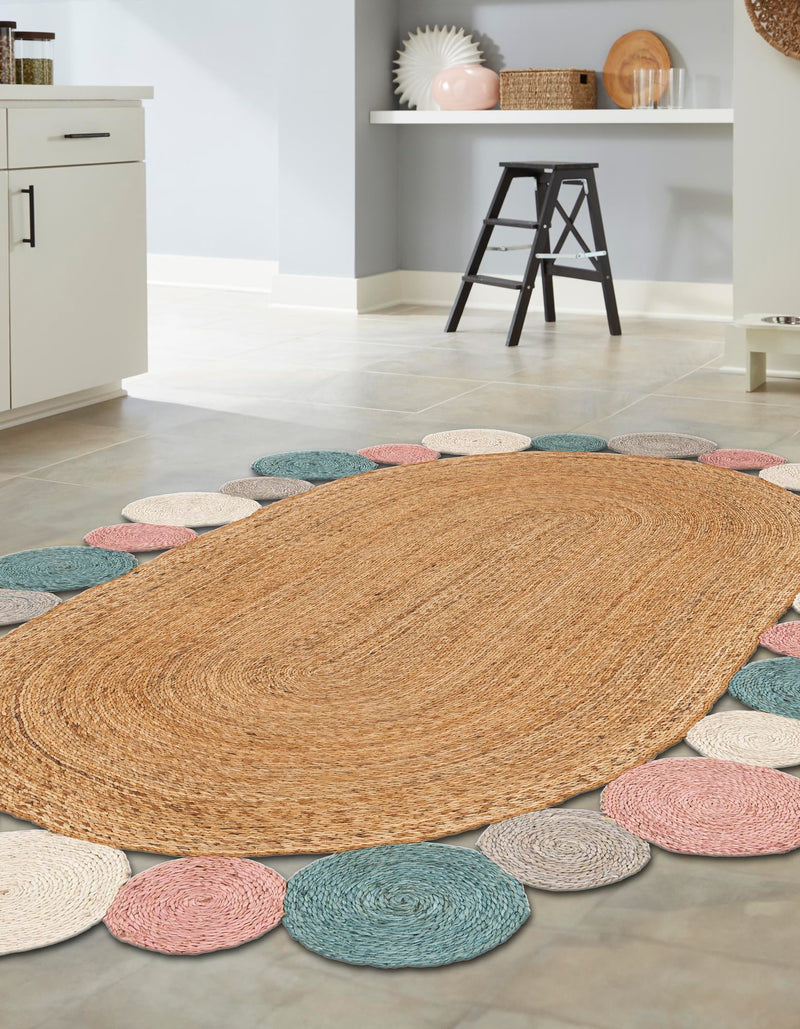 Woven Seaside Jute Collection Area Rug - Sienna Oval Multi  lifestyle 26