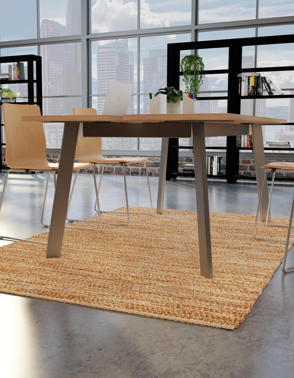 Urban Shimmer Jute Collection Area Rug - Metropolis Rectangle Natural  lifestyle 3