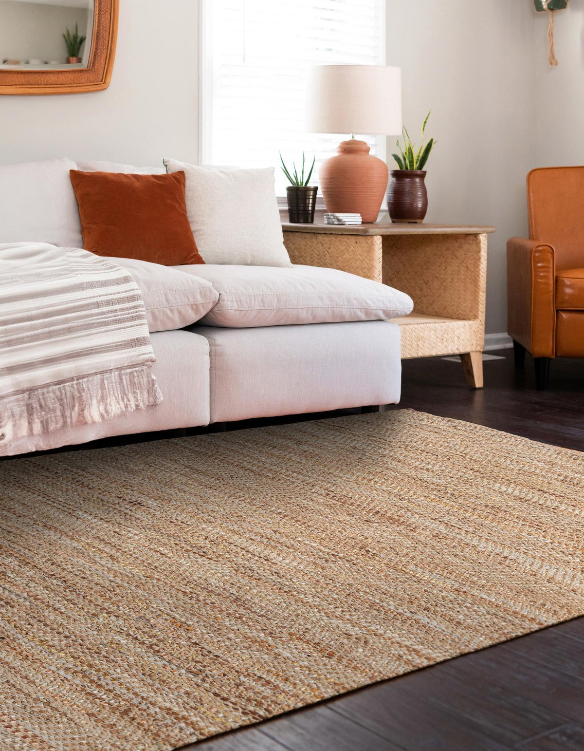 Urban Shimmer Jute Collection Area Rug - Metropolis Rectangle Natural  lifestyle 5