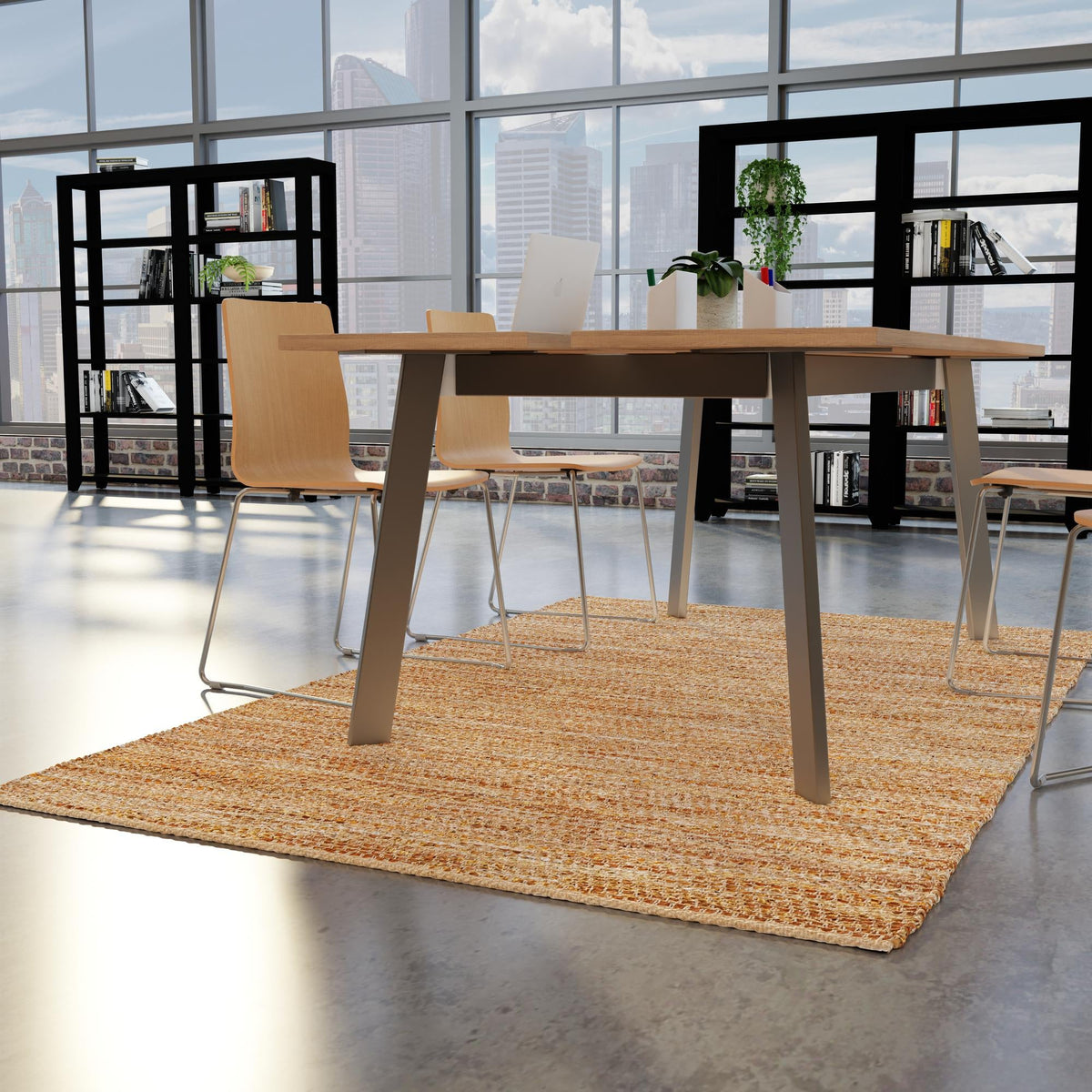 Urban Shimmer Jute Collection Area Rug - Metropolis Rectangle Natural  lifestyle 15