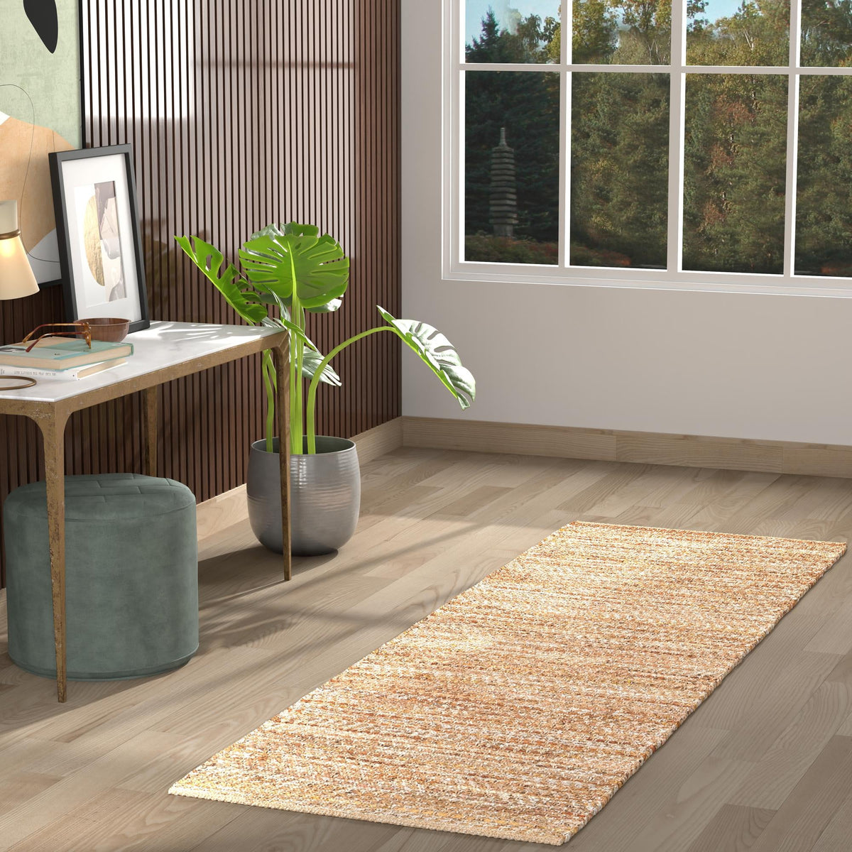 Urban Shimmer Jute Collection Area Rug - Metropolis Runner Natural  lifestyle 44