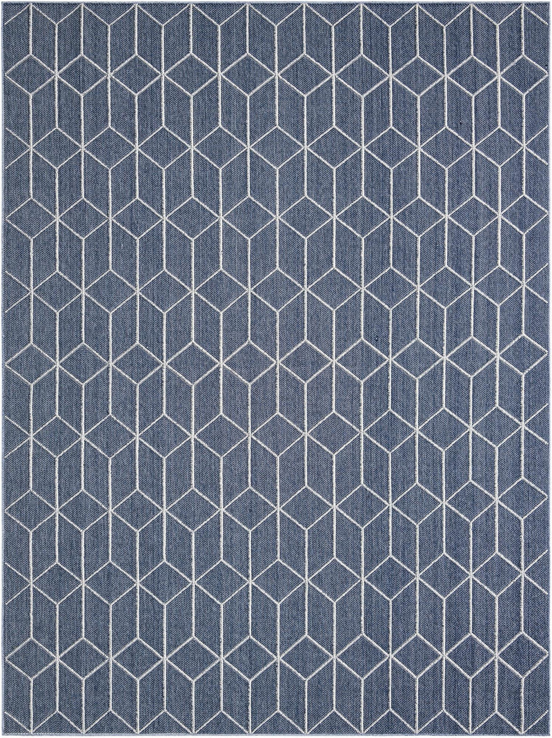 Seaside Lattice Collection Area Rug - Savannah Rectangle Navy Blue Main