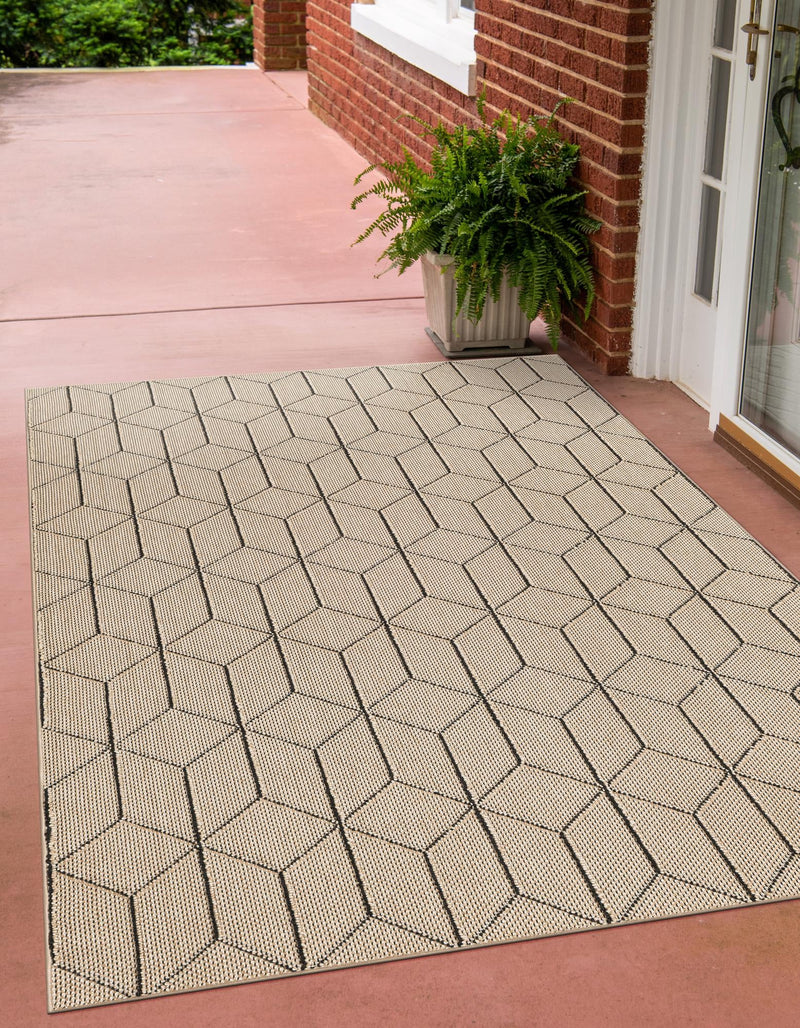 Seaside Lattice Collection Area Rug - Savannah Rectangle Khaki  lifestyle 3
