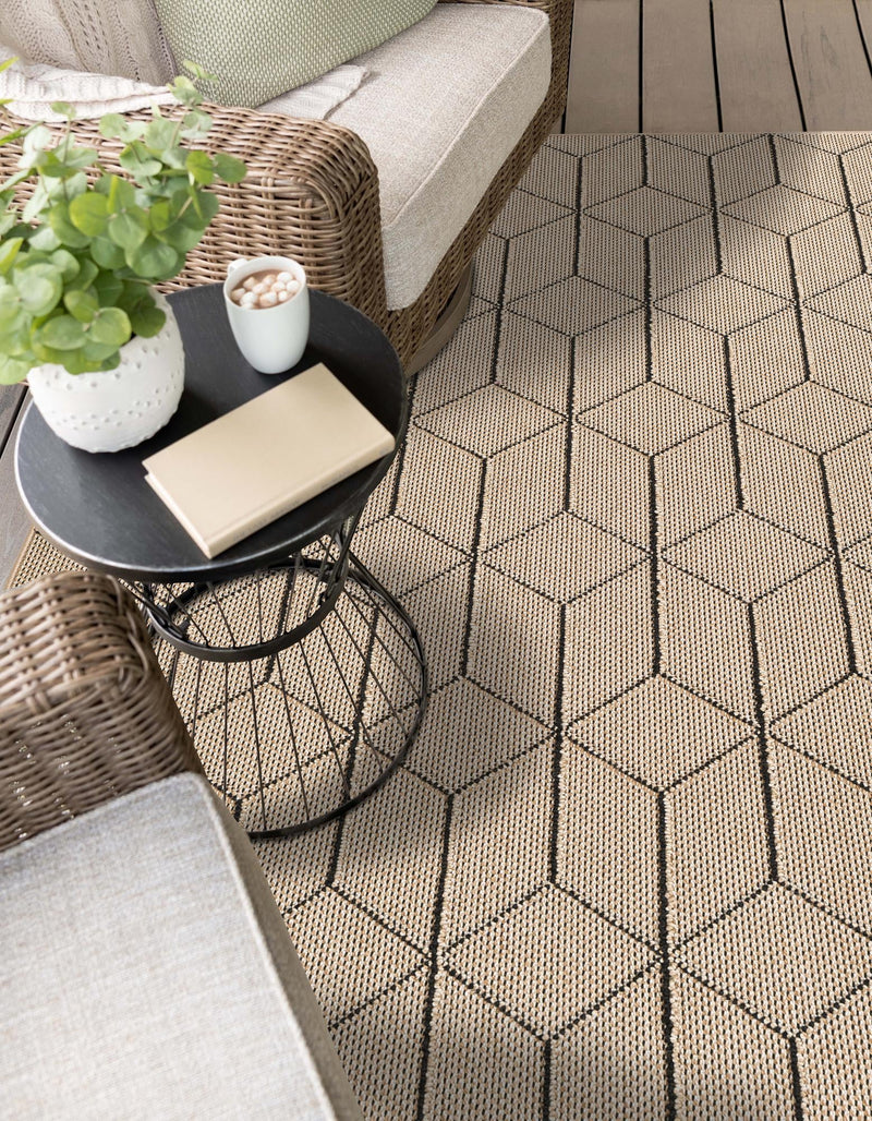 Seaside Lattice Collection Area Rug - Savannah Rectangle Khaki  lifestyle 13