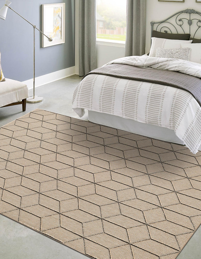 Seaside Lattice Collection Area Rug - Savannah Rectangle Khaki  lifestyle 18