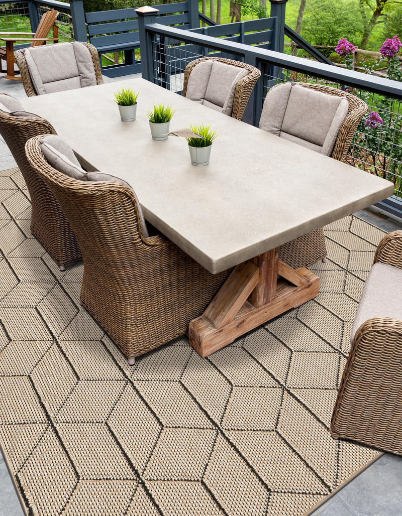 Seaside Lattice Collection Area Rug - Savannah Rectangle Khaki  lifestyle 23