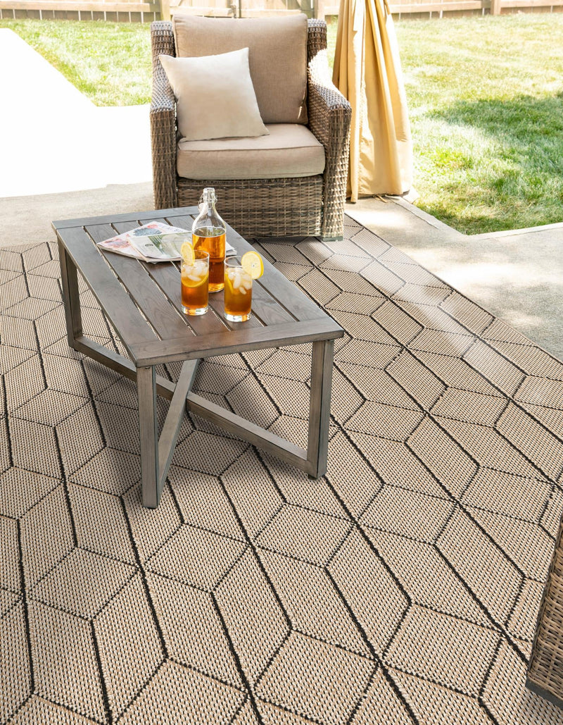 Seaside Lattice Collection Area Rug - Savannah Rectangle Khaki  lifestyle 33