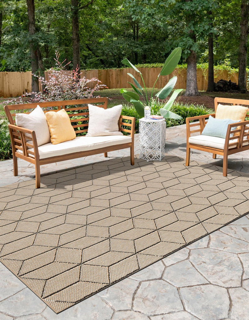 Seaside Lattice Collection Area Rug - Savannah Rectangle Khaki  lifestyle 43