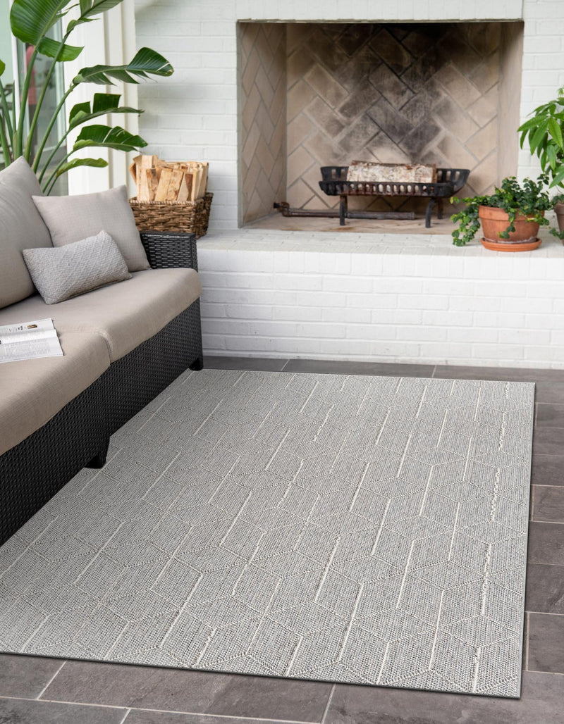Seaside Lattice Collection Area Rug - Savannah Rectangle Light Gray  lifestyle 4