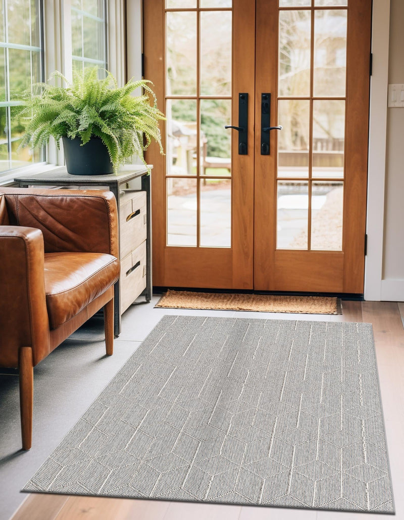 Seaside Lattice Collection Area Rug - Savannah Rectangle Light Gray  lifestyle 9