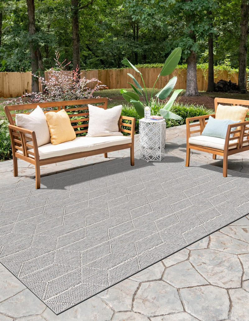 Seaside Lattice Collection Area Rug - Savannah Rectangle Light Gray  lifestyle 14