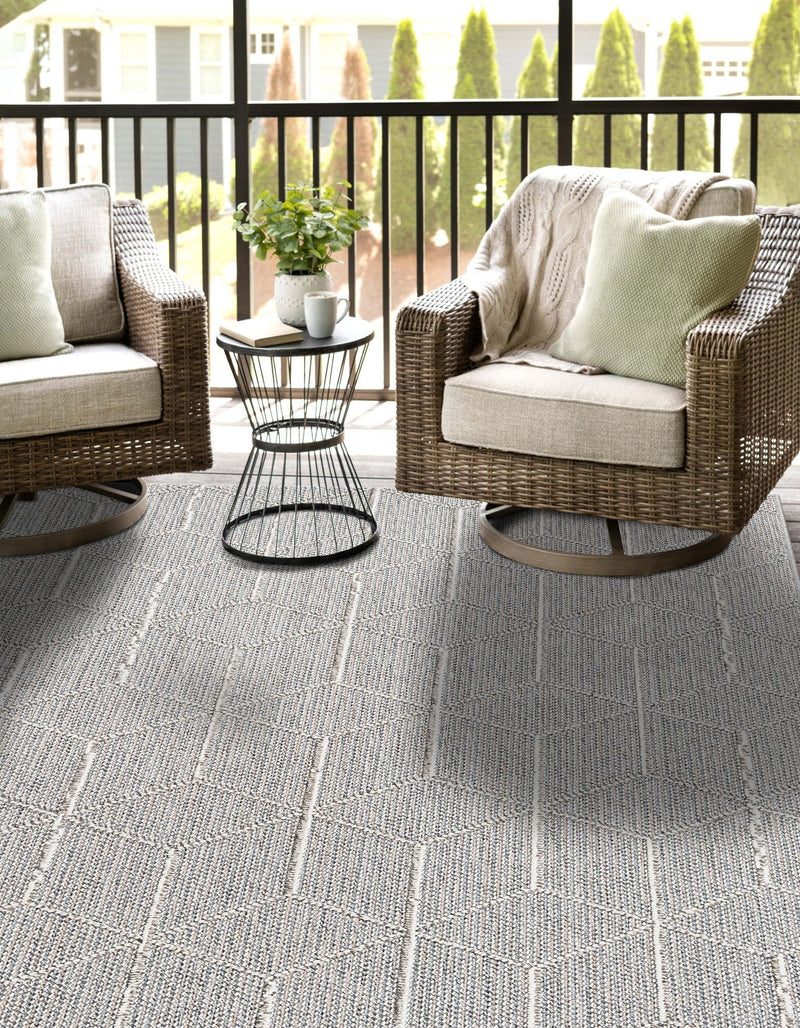 Seaside Lattice Collection Area Rug - Savannah Rectangle Light Gray  lifestyle 24