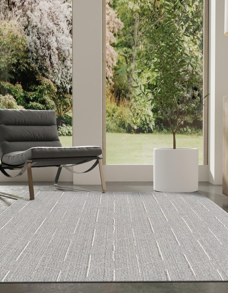 Seaside Lattice Collection Area Rug - Savannah Rectangle Light Gray  lifestyle 39