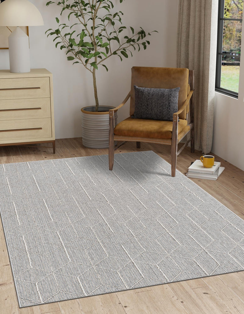Seaside Lattice Collection Area Rug - Savannah Rectangle Light Gray  lifestyle 52