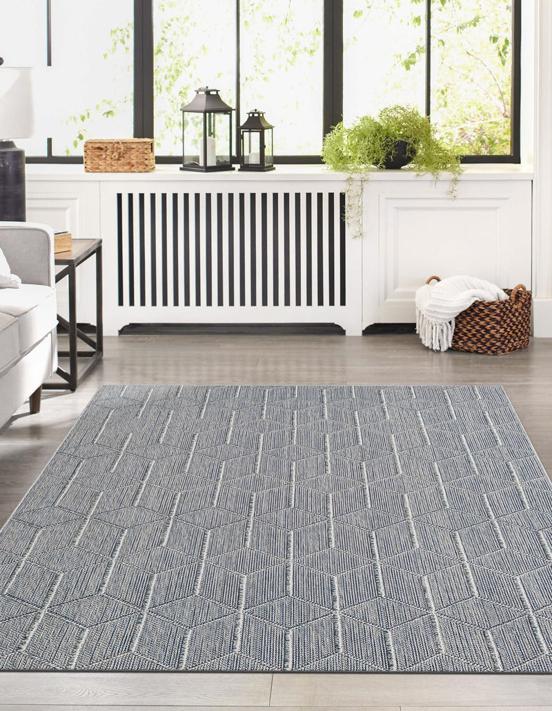 Seaside Lattice Collection Area Rug - Savannah Rectangle Light Blue  lifestyle 20