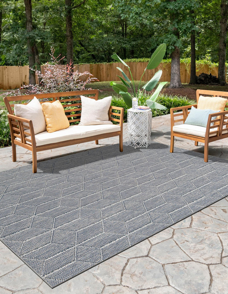 Seaside Lattice Collection Area Rug - Savannah Rectangle Light Blue  lifestyle 35