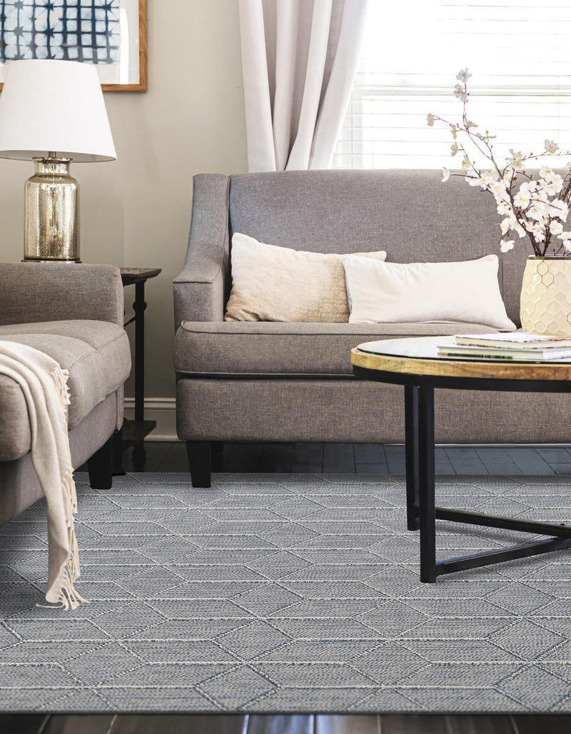 Seaside Lattice Collection Area Rug - Savannah Rectangle Light Blue  lifestyle 40