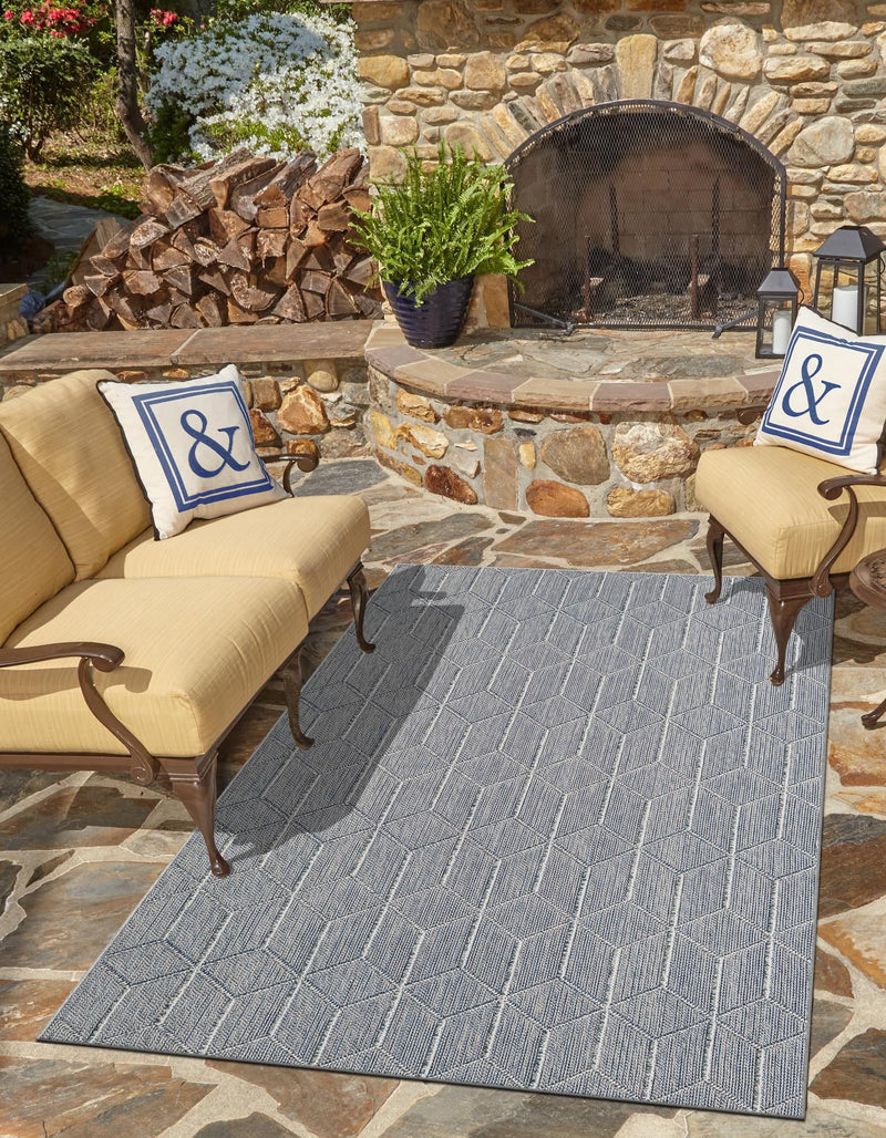 Seaside Lattice Collection Area Rug - Savannah Rectangle Light Blue  lifestyle 45