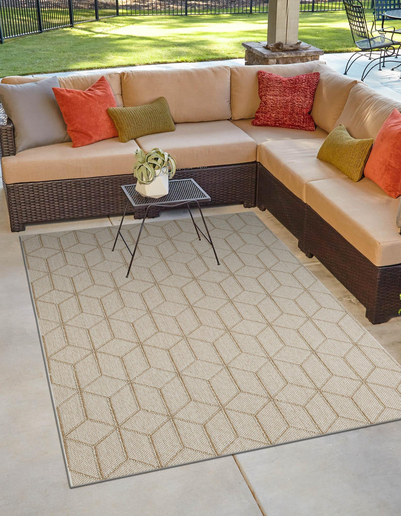 Seaside Lattice Collection Area Rug - Savannah Rectangle Beige  lifestyle 6